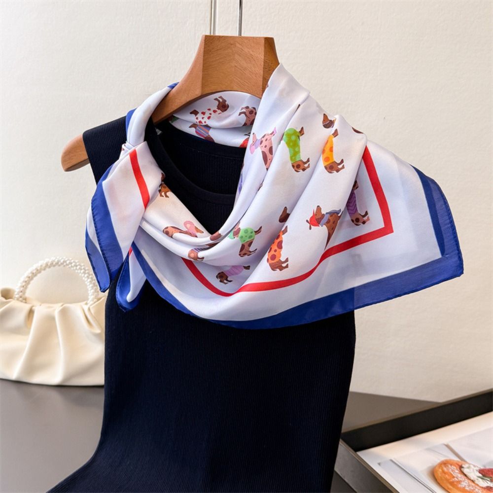 Women'S Korean Accessories - Bedrukte teckelprint print sjaal Y2K geometrische