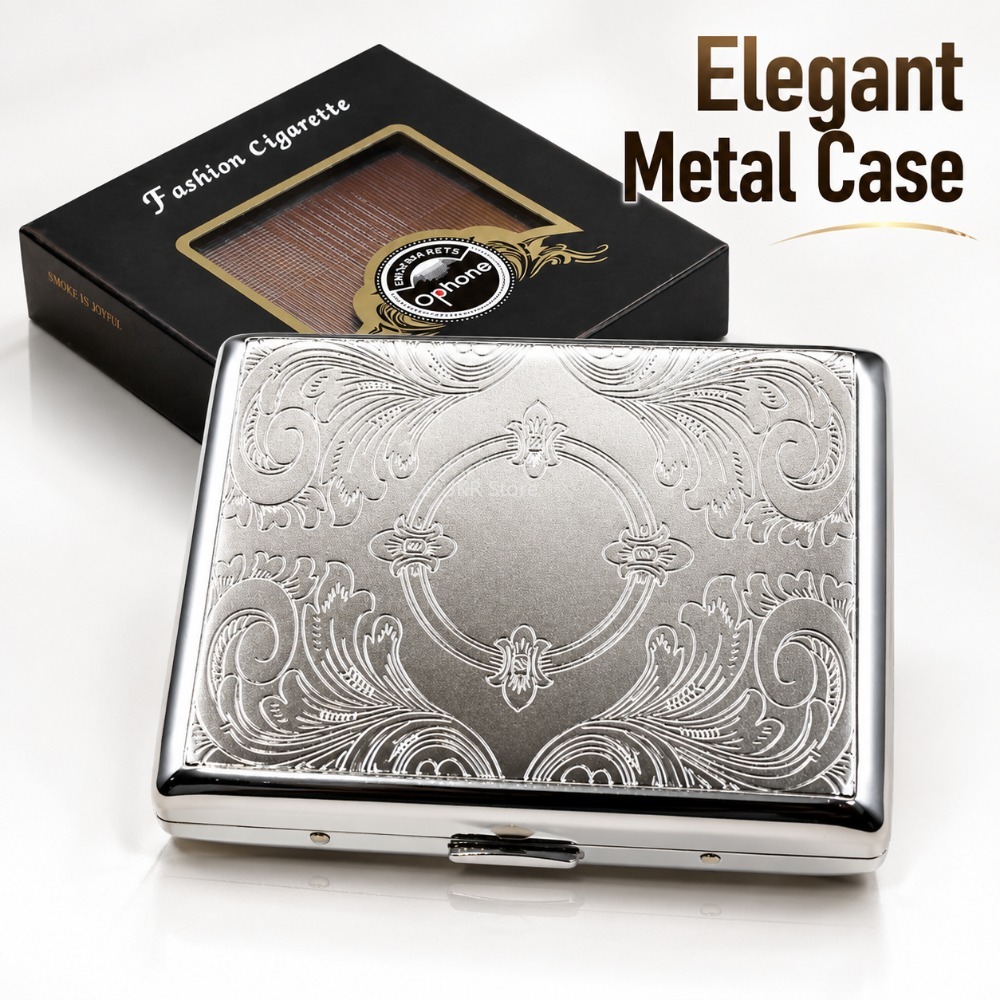 Women'S Accessories - RVS Sigarettenkoker met reliëf, draagbare metalen